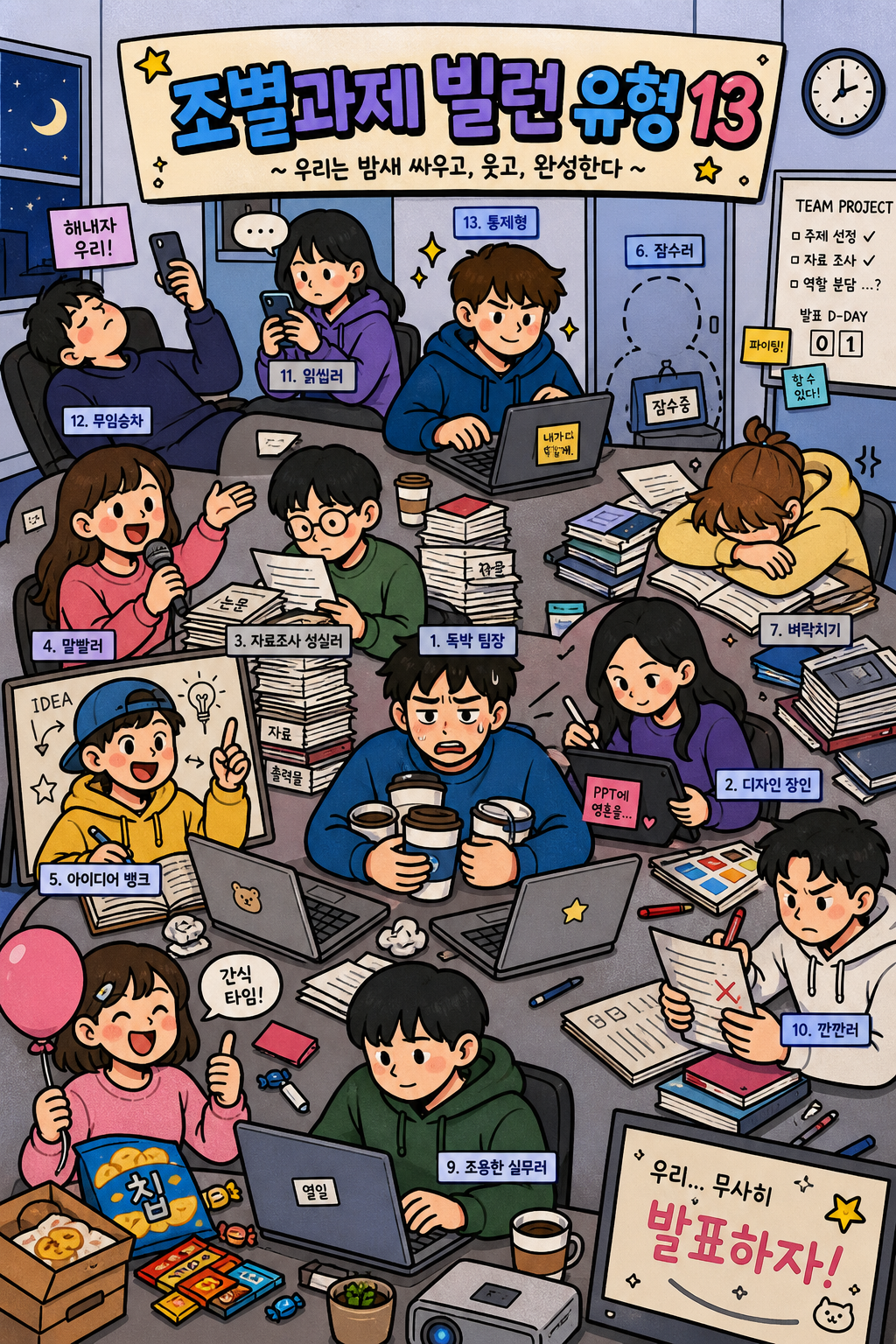 조별과제에서 나는? — 조별과제 빌런 13유형