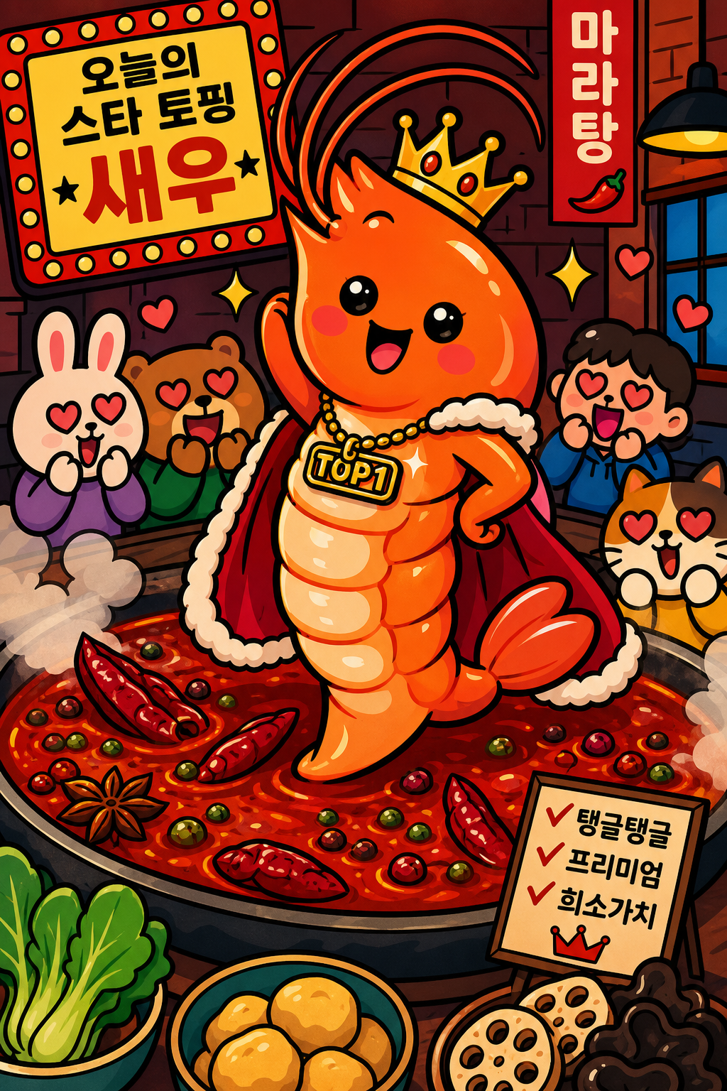 화려한 스타형 새우 🦐