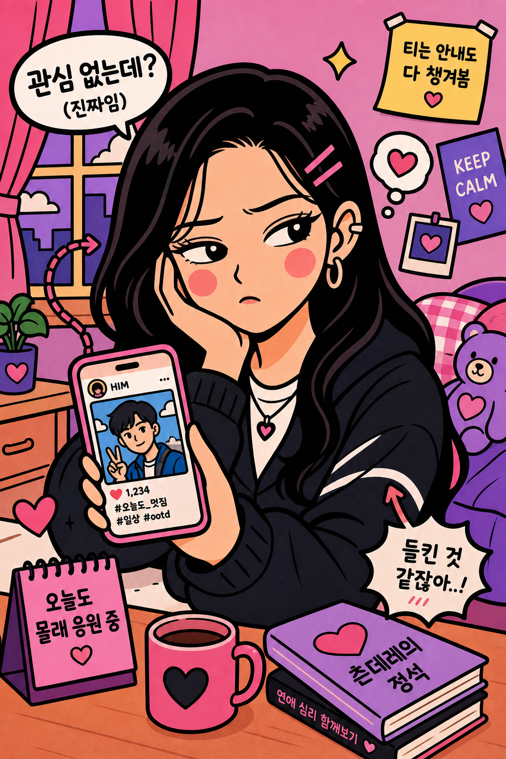 새침한 척 다 보는 츤데레녀 🙄