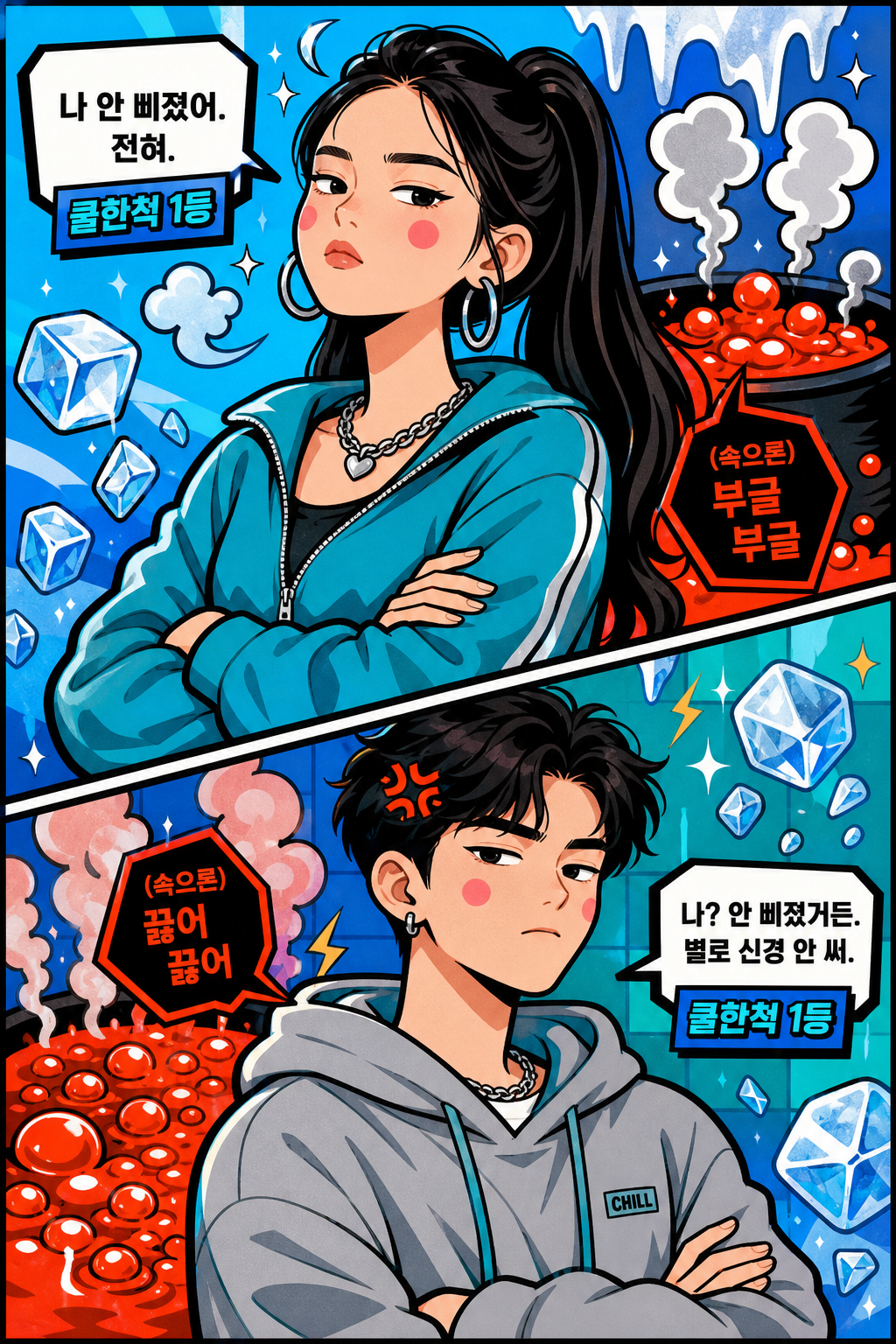 안 삐진 척, 속으로 끓는 쿨한척 1등 🧊